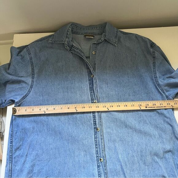 Vintage Denim Shirt Sunflower Handpainted Size Large Boho Artsy Unique Kansas - Picture 6 of 9